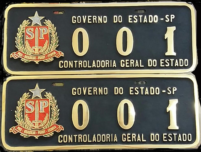 PLACA DE CARRO OFICIAL EM BRONZE FUNDIDO